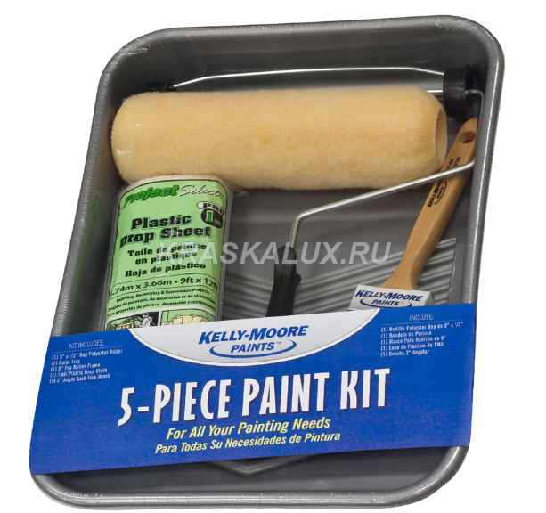 Kelly-Moore 5-Piece Paint Brush Roller Tray Kit малярный набор